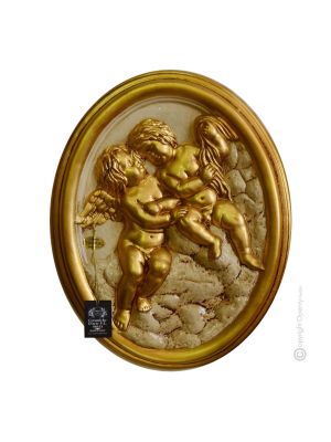 ÁNGELES Decoración artística colgante de cerámica estilo barroco Pan de oro de 24k Made in Italy