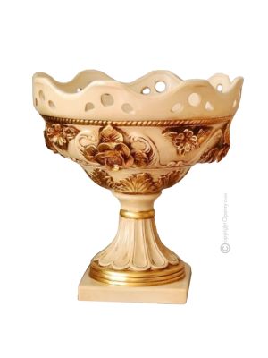 CUP Decoración artística de centro de mesa de cerámica estilo barroco, color oro 24k 