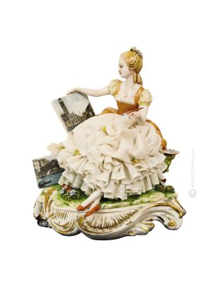 PINTURA EXTERIOR Estatua Figura de porcelana Capodimonte hecha a mano en Italia