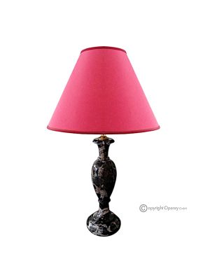 LÁMPARA en fino mármol negro de Portoro, pantalla en auténtica piedra natural, hecha a mano.