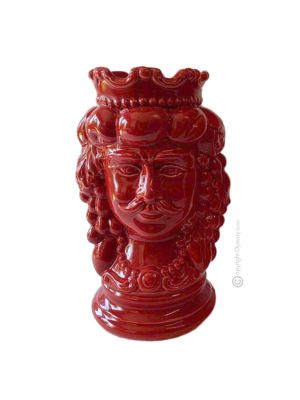 CABEZA MARRÓN MACHO Maceta y decoración artística de mesa de cerámica.