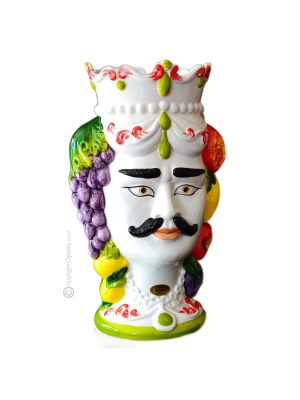 CABEZA MARRÓN MACHO Maceta y decoración artística de mesa de cerámica.