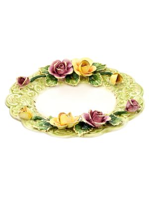 PLATO CENTRO Bandeja de Cerámica Creaciones Estilo Barroco Oro 24k Made in Italy