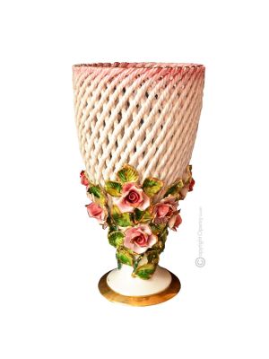 CUP Decoración artística de centro de mesa de cerámica estilo barroco, color oro 24k 