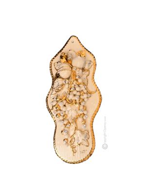 PINTURA Decoración para colgar cerámica artística estilo Barroco, color oro 24k con cristales Swarovski