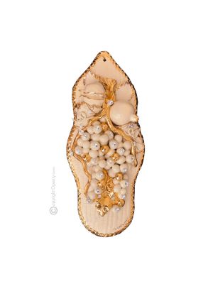 PINTURA Decoración para colgar cerámica artística estilo Barroco, color oro 24k con cristales Swarovski