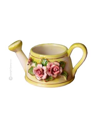 REGADERA Decoración de mesa centro de mesa cerámica artística estilo barroco color oro 24k cristales Swarovski