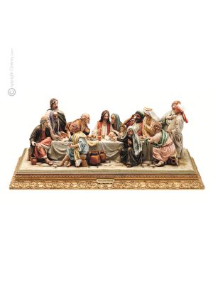 LA ÚLTIMA CENA Figura de porcelana Capodimonte hecha a mano Made in Italy