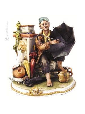 FABRICANTE DE PARAGUAS Figura de porcelana Capodimonte hecha a mano Made in Italy