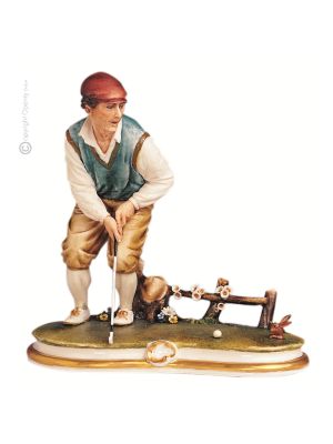 GOLFER Estatua figura Capodimonte porcelana hecha a mano Made in Italy