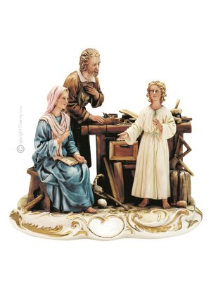 LA SAGRADA FAMILIA Figura de porcelana Capodimonte hecha a mano Made in Italy