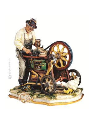 AFILADOR DE CUCHILLOS Figura de porcelana Capodimonte hecha a mano Made in Italy