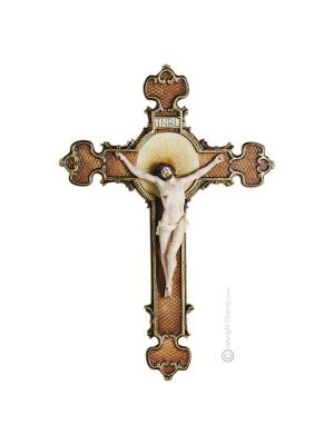 EL CRISTO Crucificado Figura de porcelana Capodimonte hecha a mano Made in Italy