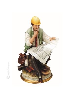 INGENIERO Estatua figura Capodimonte porcelana hecha a mano Made in Italy