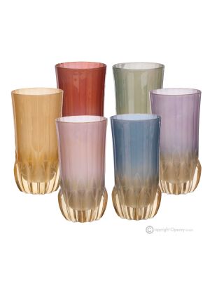 CALLE Juego de 6 auténticos vasos de bebida modernos pintados a mano en cristal de calidad superior.