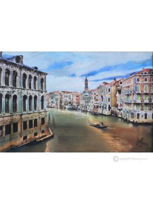 GRAN CANAL Pintura sobre lienzo de Massimo Scarpa con técnica encáustica