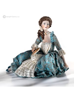 LADY - Estatuilla de porcelana de Capodimonte romántica dama, artesanía italiana.