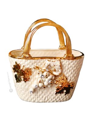 BOLSO Centro de mesa artístico de cerámica estilo barroco, decoración color oro 24k con cristales Swarovski