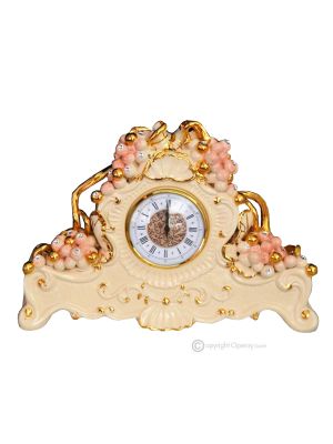 RELOJ DE MESA Cerámica artística estilo barroco con detalle en oro de 24k Made in Italy