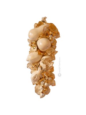 PINTURA Decoración para colgar cerámica artística estilo Barroco, color oro 24k con cristales Swarovski