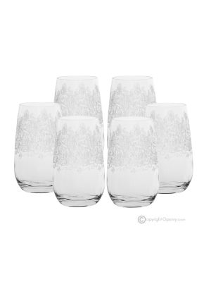 ESTRO Juego de 6 auténticos vasos de bebida modernos pintados a mano en vidrio de calidad superior.