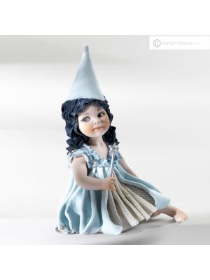 HADA AZUL, porcelana Capodimonte, estatuilla inspirada en cuentos de hadas, bellas artes.