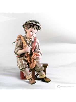 IL GRANDE JAZZ 2 - Elegancia italiana músico pintado a mano con saxofón.