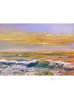 MAR Pintura acrílica moderna sobre lienzo Made in Italy 