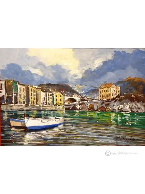 MAR Pintura acrílica moderna sobre lienzo Made in Italy 