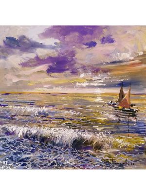 MAR Pintura acrílica moderna sobre lienzo Made in Italy 