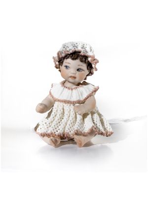 Figura de porcelana MICRO Capodimonte, muñeca de bellas artes de bautismo.