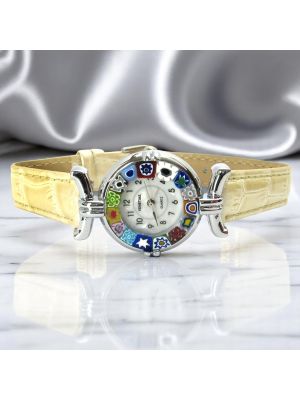 RELOJ DE PULSERA PARA SEÑORA con auténtico cristal de Murano hecho a mano Murrine Made in Italy