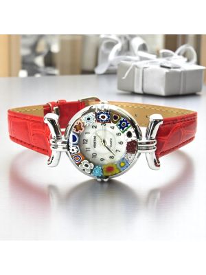 RELOJ DE PULSERA PARA SEÑORA con auténtico cristal de Murano hecho a mano Murrine Made in Italy