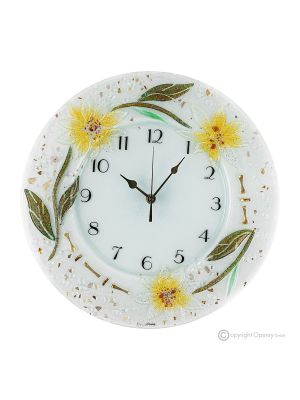 GERBERA Reloj de pared, vidrio artístico decorado en relieve floral, hecho a mano