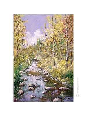 PASEO POR EL BOSQUE Pintura acrílica moderna sobre lienzo Made in Italy 