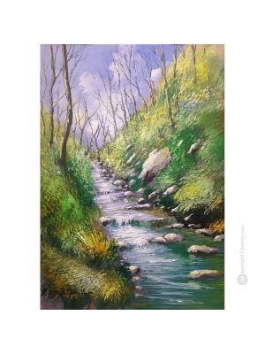 PASEO POR EL BOSQUE Pintura acrílica moderna sobre lienzo Made in Italy 