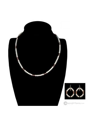 PRINCESA – Conjunto de collar y pendientes, perlas de concha y hematita dorada, hecho a mano.