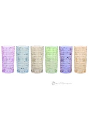 DIAMANTE Juego de 6 auténticos vasos de bebida modernos pintados a mano en cristal de calidad superior.