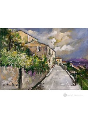 SANTA CROCE DEL SANNIO Pintura acrílica moderna sobre lienzo Made in Italy 