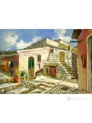 VISTAZO DE LUCAN Pintura acrílica moderna sobre lienzo Made in Italy 