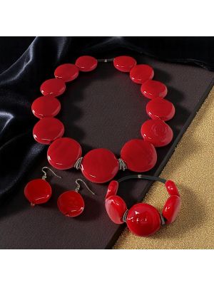 Exclusivo conjunto de joyas de cristal de Murano hechas a mano: collar, pulsera y pendientes.