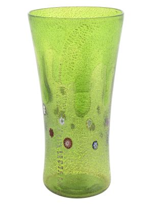 DROP VASE auténtico cristal de Murano soplado con Murrine y pan de plata 925 hecho a mano Made in Italy