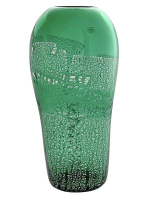 JARRÓN DE BANDA DE PLATA ALTA Jarrón Veneciano hecho a mano con hoja de plata y cristal de Murano