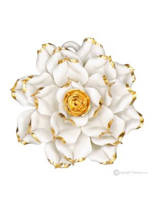 ORO ROSA – Flor colgante en porcelana Capodimonte, detalles en oro de 24K