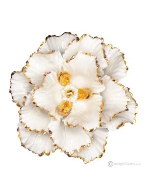 PPAPAVERO ORO – Flor colgante en porcelana de Capodimonte, detalles en oro de 24K