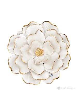 DALIA GOLD – Flor colgante en porcelana de Capodimonte, detalles en oro de 24K
