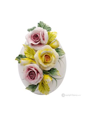 ROSE EGG – Centro de decoración de mesa con flores, fina cerámica de Capodimonte