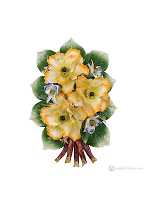 AMAPOLAS Rama de pared, exclusiva en porcelana de Capodimonte, hecha a mano