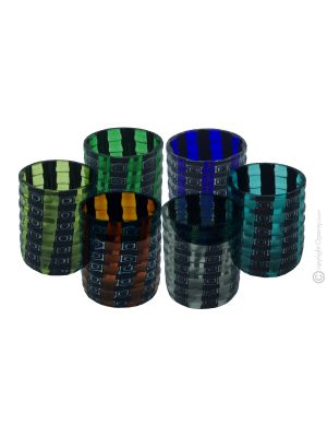 LICOR MURRINE Juego de 6 vasos de chupito en cristal de Murano Made in Italy