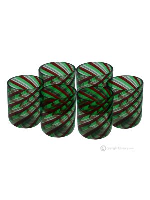 LICOR DE FILIGRANA Juego de 6 vasos de chupito en cristal de Murano Made in Italy